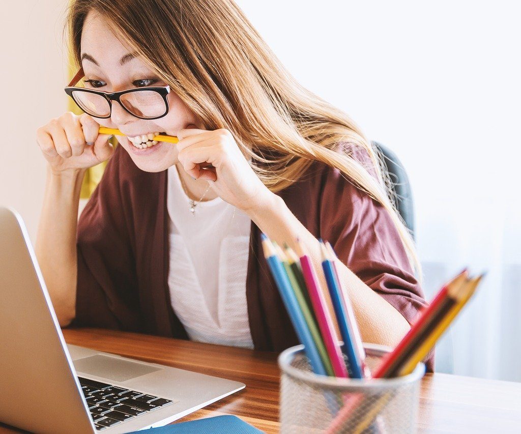 laptop, woman, education